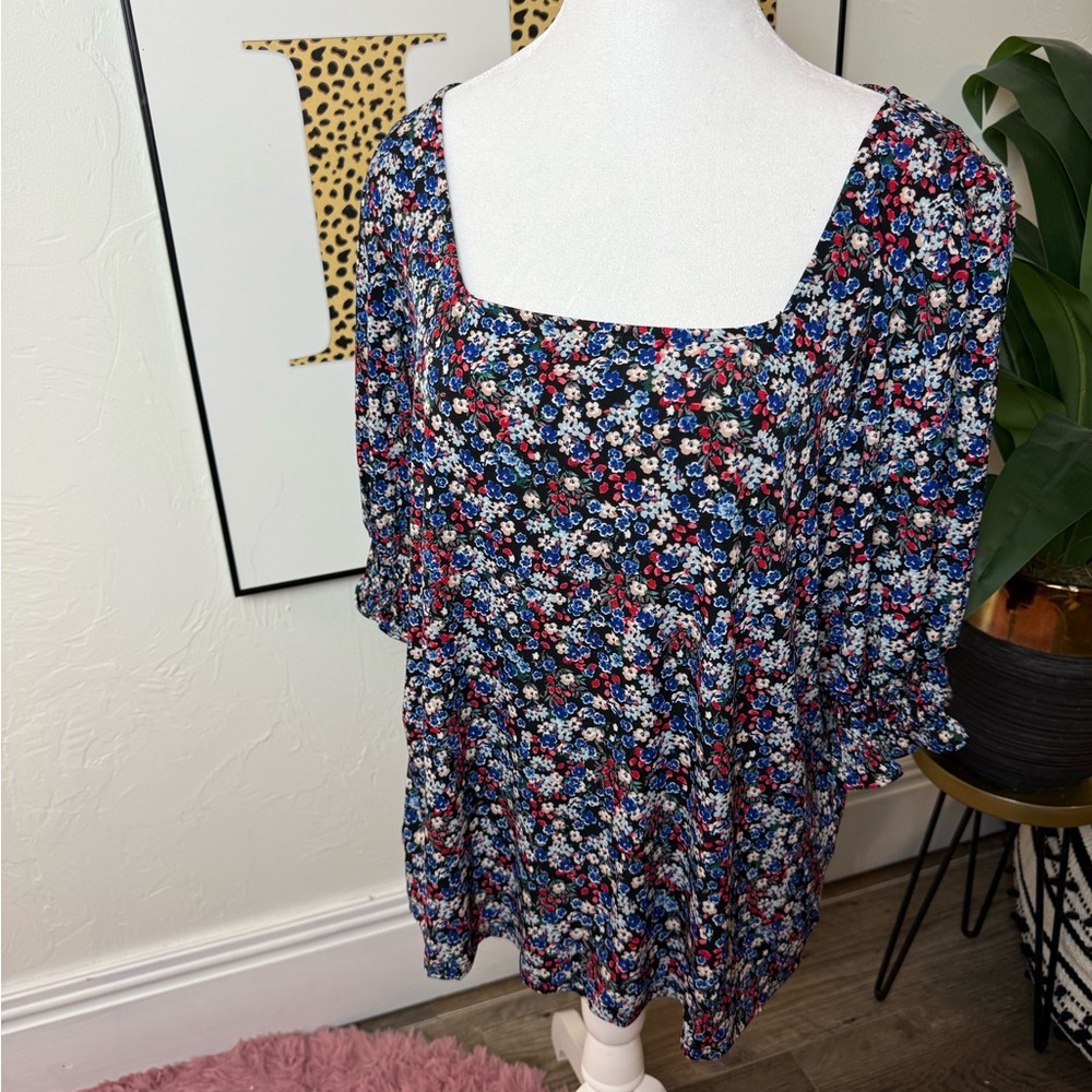 Floral Women's Top - Black, Blue, Red